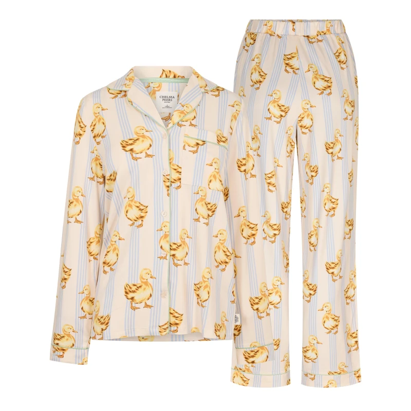 Image of Chelsea Peers Womens Long Sleeve Pyjama Set Fluffy Duck female 10 (S)