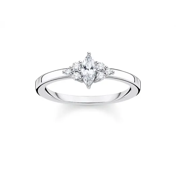 Image of Thomas Sabo Charm Club Charming Silver Zirconia Vintage Stacking Ring