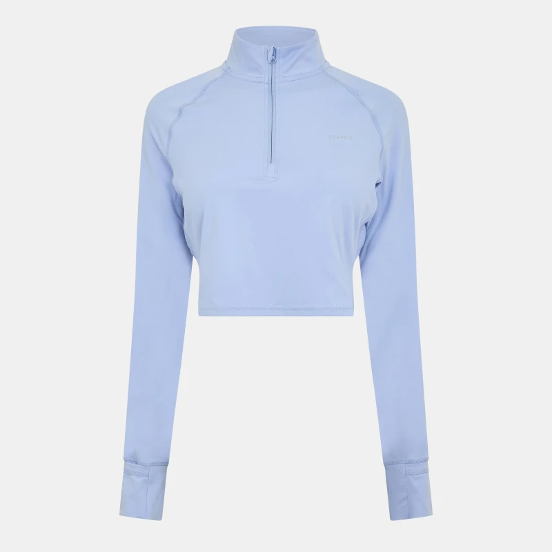 Image of USA Pro Quarter Zip Cropped Jacket Womens - Blue Blue 16