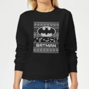 image of DC Batman Womens Christmas Sweatshirt - Black