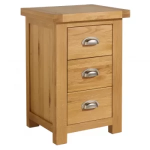 image of Woburn Oak Large 3 Drawer Bedside Table Brown