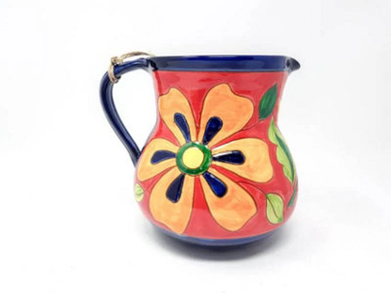 Image of Verano Spanish Ceramics Signature Flowers Hand Painted Ceramic Kitchen Dining Large Pourer Jug 1.5L (H) 19cm Multi unisex