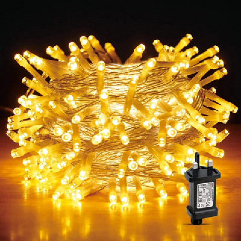 Image of Shatchi 100LEDs Multifunction Timer Outdoor String Fairy Lights 10M Waterproof Christmas Decoration Yellow