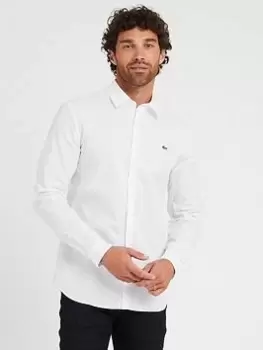 image of Lacoste Slim Fit Button Down Poplin Shirt - White Size M Men