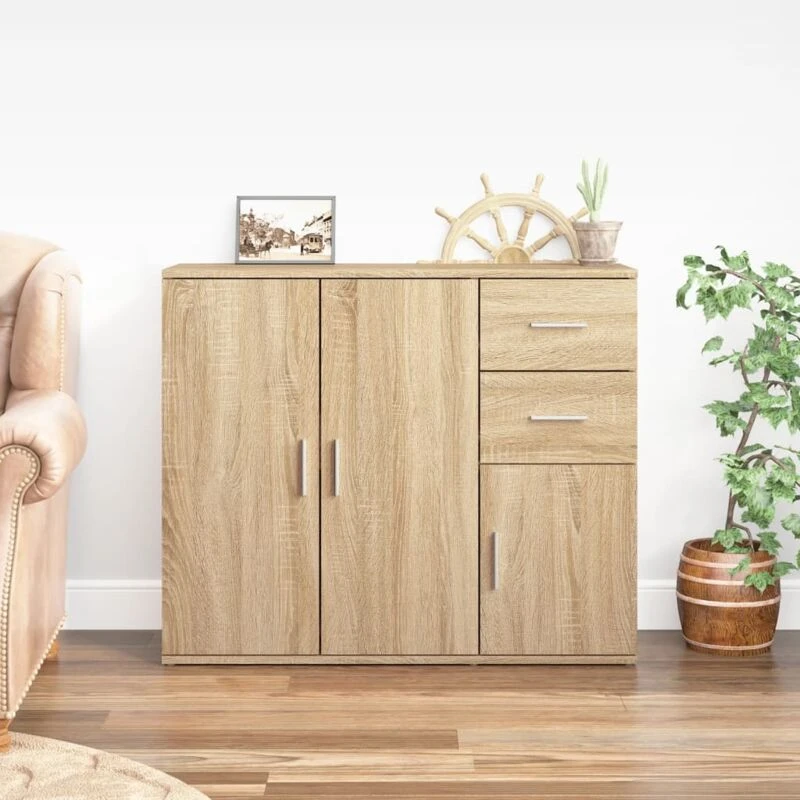 Image of VIDAXL Sideboard Sonoma Oak 91x29.5x75cm Engineered Wood Vidaxl 8720845736231