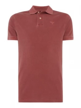 image of Mens Barbour Washed short sleeve polo Red