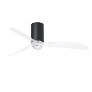 Mini Tube LED Matt Black, Transparent Ceiling Fan with DC Smart Motor - Remote Included, 3000K