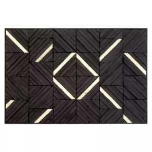 image of Premier Housewares Modello Wall Art with Wood Carving Panels - Gold/Black Finish