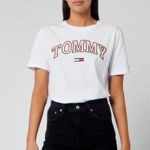 Image of Tommy Jeans Womens Neon Collegiate T-Shirt - Classic White - L