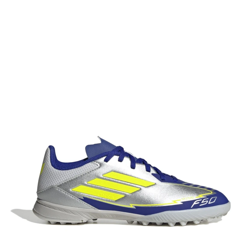 Image of adidas F50 Academy Childrens Astro Turf Football Boots - Silver Silver C13