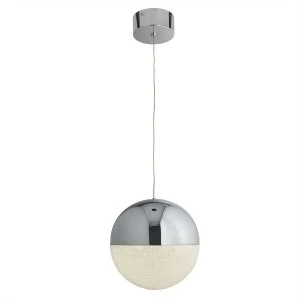 Image of Integrated LED 1 Light Ceiling Pendant Chrome, White, Crushed Ice Glass