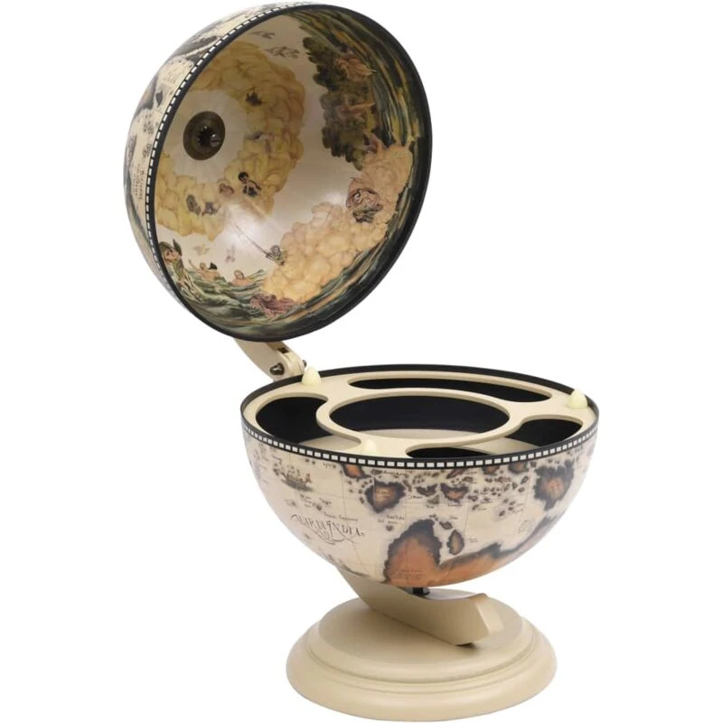Image of VIDAXL Tabletop Globe Bar Wine Stand Eucalyptus Wood White Vidaxl 8720286014356