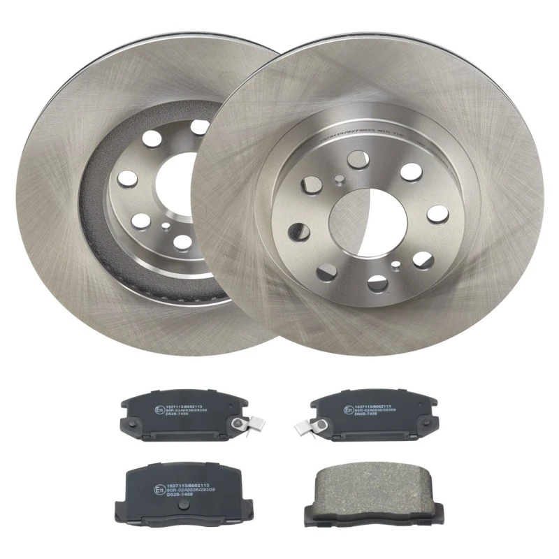 Image of RIDEX 3405B2237 Brake disc and pads set Rear Axle, Brake Disc Type: internally vented, with acoustic wear warning Brake Set,disc brakes (3405)