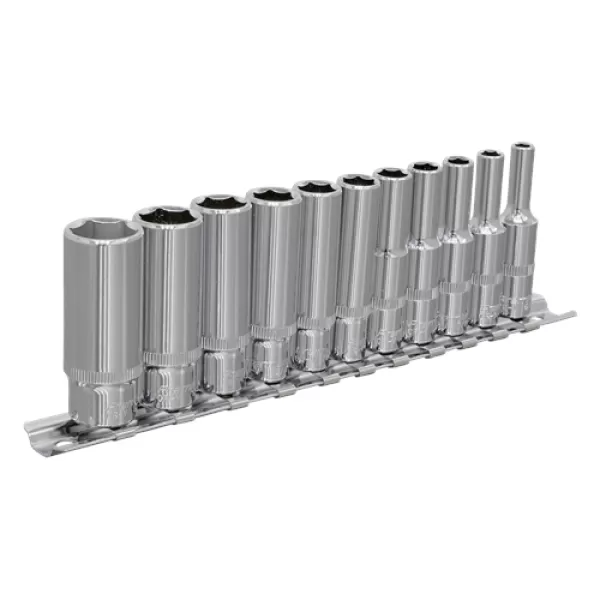 image of Sealey AK2671 Socket Set 11pc 1/4Sq Drive 6pt Deep WallDrive&#174; Imperial