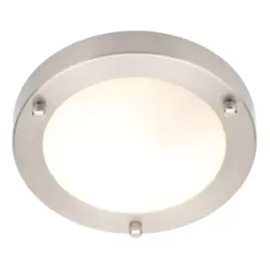 Image of Spa 180mm Delphi Flush Ceiling Light Opal Glass and Satin Nickel