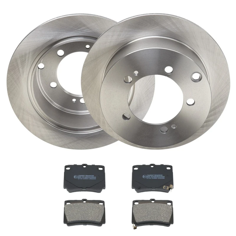 Image of RIDEX 3405B2220 Brake disc and pads set Rear Axle, Brake Disc Type: Solid, with acoustic wear warning Brake Set,disc brakes (3405)