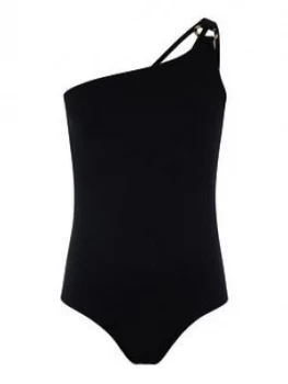 Image of Monsoon Girls Storm Rhia Resin One Shoulder Swimsuit - Black