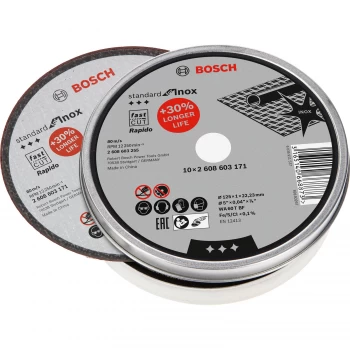 Image of Bosch Accessories Rapido 2608603255 Cutting disc (straight) 125mm 22.23mm 10 pcs