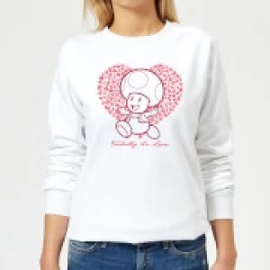 Image of Super Mario Toadally In Love Womens Sweatshirt - White - XXL