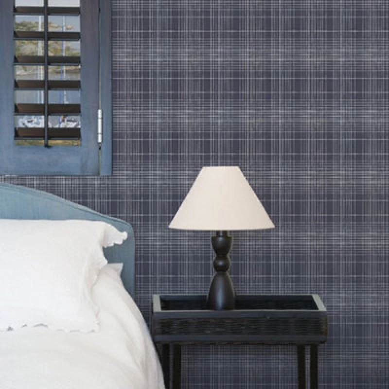Image of Galerie Deauville 2 Navy Blue White Nautical Sea Plaid Smooth Wallpaper