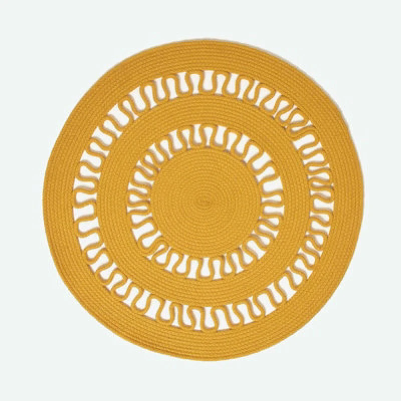 Image of Homescapes Mustard Crochet Braided Rug 70Cm Round