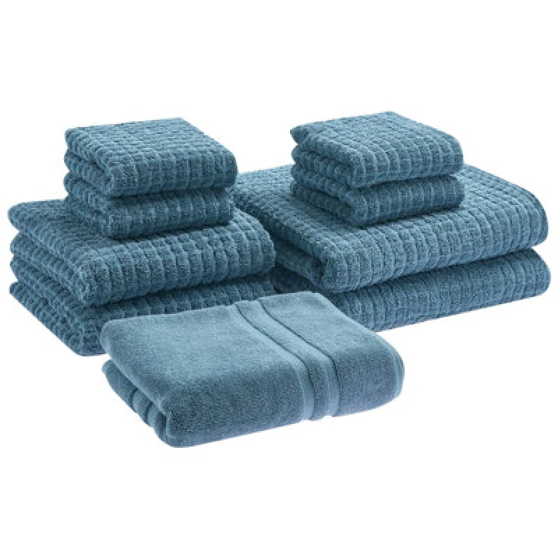 Image of Beliani Set Of 9 Towels Atai Cotton Blue