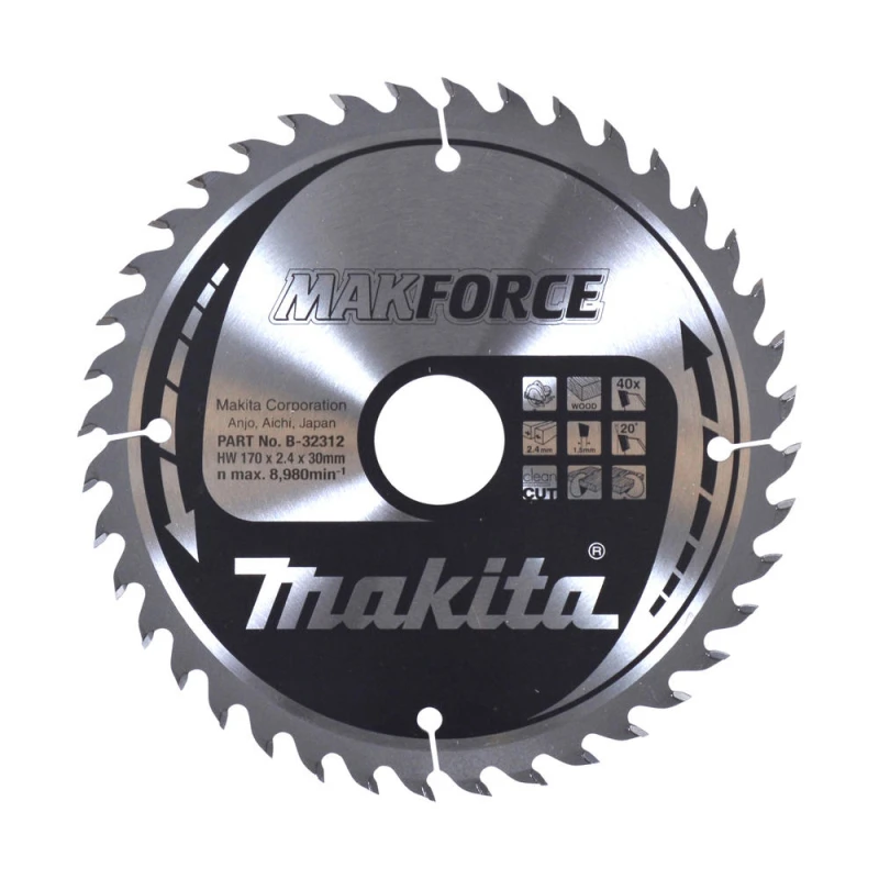 Image of Makita MAKFORCE Circular Saw Blade for Wood Cutting B-32312 Diameter: 170mm