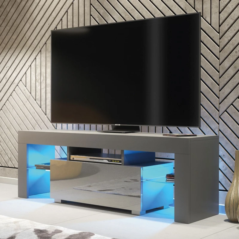 Image of Creative Furniture TV Unit 130cm Sideboard Cabinet Cupboard TV Stand Dark Grey