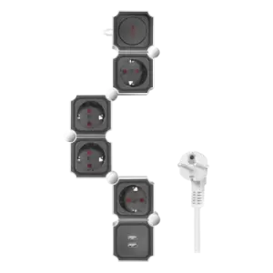 Image of LogiLink Outlet Strip, 4 safety sockets, snake-shaped, 2x USB-A,...