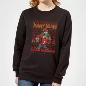 image of Johnny Bravo Johnny Bravo Pattern Womens Christmas Jumper - Black - 3XL