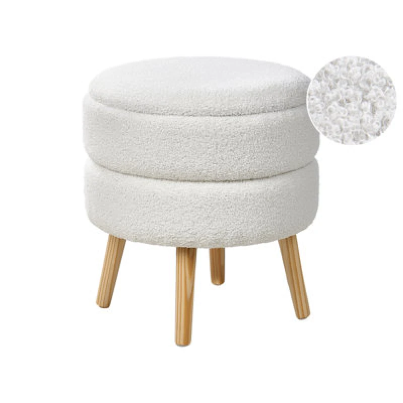 Image of Beliani Storage Stool Okaton Boucle White