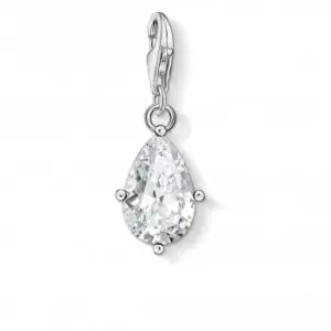 Sterling Silver White Stone Droplet Charm Pendant 1848-051-14