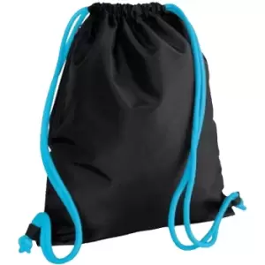 image of Icon Drawstring Bag/Gymsac (One Size) (Black/Surf Blue) - Bagbase