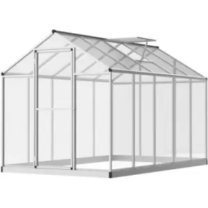 image of 10x6ft Aluminium Greenhouse with/ Door Window Galvanized Base PC Panel - Outsunny