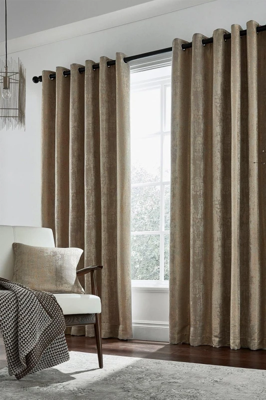 Image of Helena Springfield Helena Springfield 'Roma' Woven Lined Curtains in Light Tan Size: 167cm width x 183cm drop Light Tan 167cm width x 183cm drop Uni
