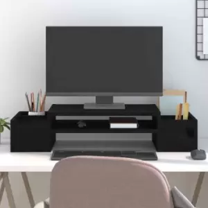 Image of Vidaxl Monitor Stand Black 70X27.5X15cm Solid Wood Pine
