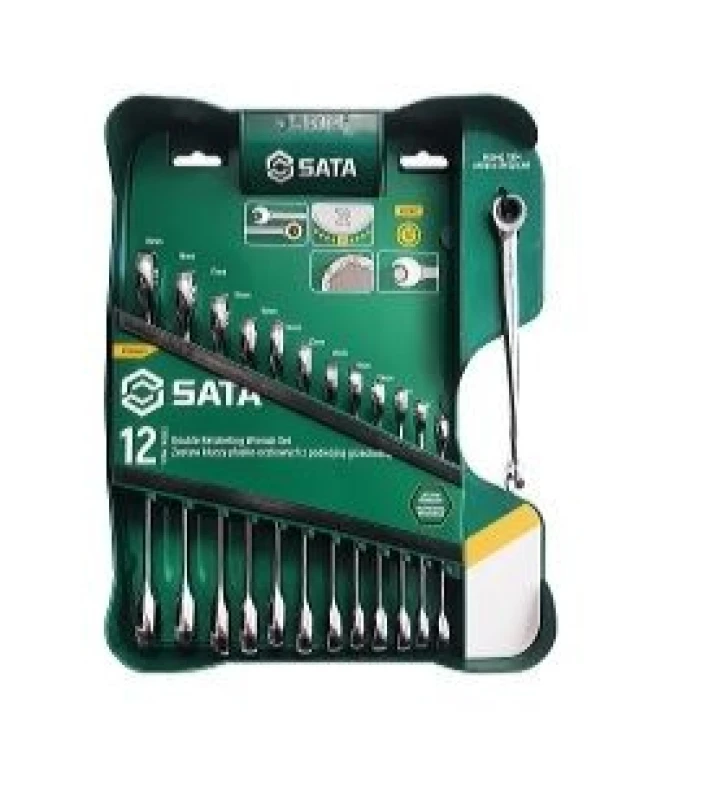 Image of SATA 09066-02 Ratchet Ring Open-ended Spanner Set Chrome Vanadium Steel, Spanner Size: 8-19 Chrome Vanadium Steel Ratchet Ring Open-ended Spanner Set