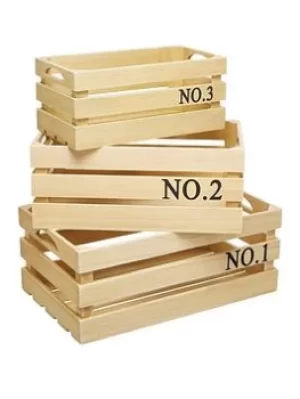 Image of Kitchencraft Natural Elements Set Of 3 Wooden Storage Crates