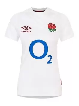 Image of Umbro Womens England Home Replica Short Sleeved Jersey, White, Size 10, Women