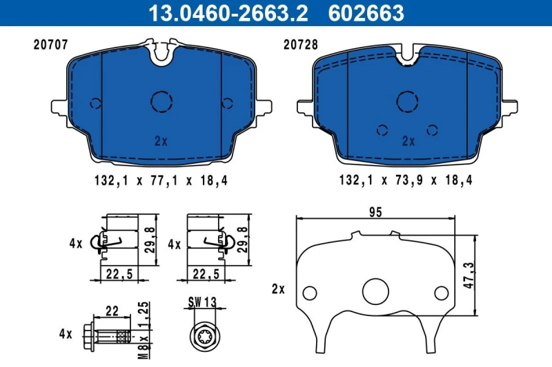 Image of Brake pad set ATE 13.0460-2663.2
