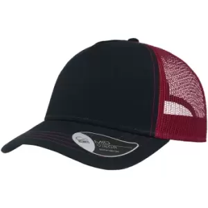 Image of Atlantis Rapper Canvas 5 Panel Trucker Cap (One Size) (Navy/Burgundy)