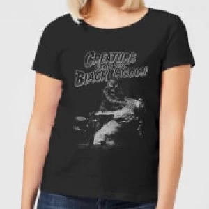 Image of Universal Monsters Creature From The Black Lagoon Black and White Womens T-Shirt - Black