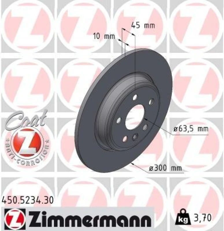 Image of ZIMMERMANN Brake disc ZIMMERMANN 450.5234.30