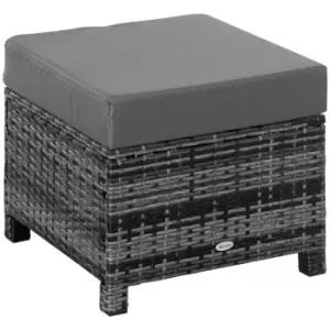 Image of Outsunny Rattan Footstool with Padded Seat 50 x 50 x 35cm - Grey
