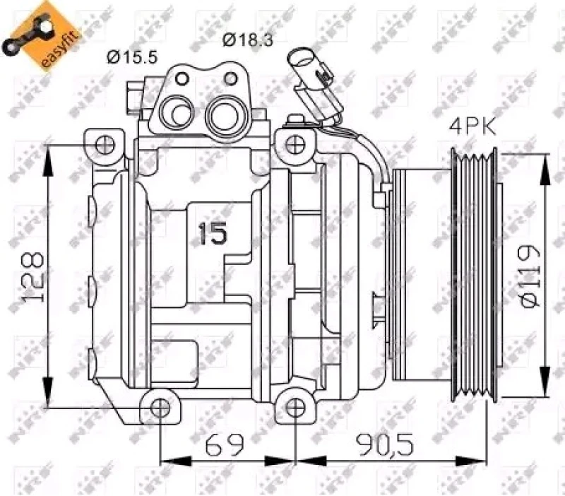 Image of NRF 32438 AC Compressor EASY FIT, PAG 46, with seal ring Compressor,air conditioning (447)