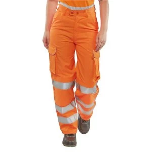Image of BSeen Rail Spec Trousers Ladies Teflon Hi Vis Reflective Orange 26 Ref