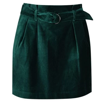 image of Jack Wills Hollingbury Velvet Mini Skirt - Emerald