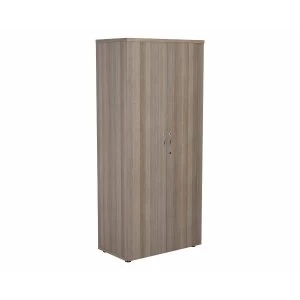 TC Office Cupboard with Lockable Doors with 4 Shelves Height 1800mm, Grey Oak Effect