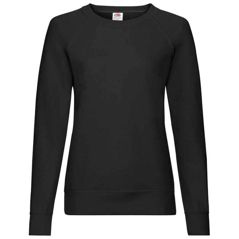 Image of Fruit Of The Loom Fruit of the Loom Men Lightweight Lady Fit Raglan Sweatshirt in Black Size: 10 Black 10 Male 5063425937325