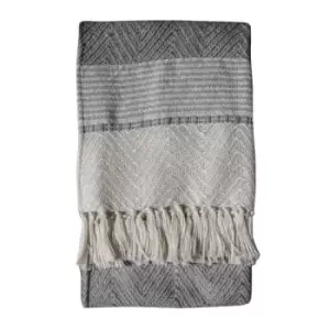 Image of Gallery Interiors Chevron Grey Throw Outlet